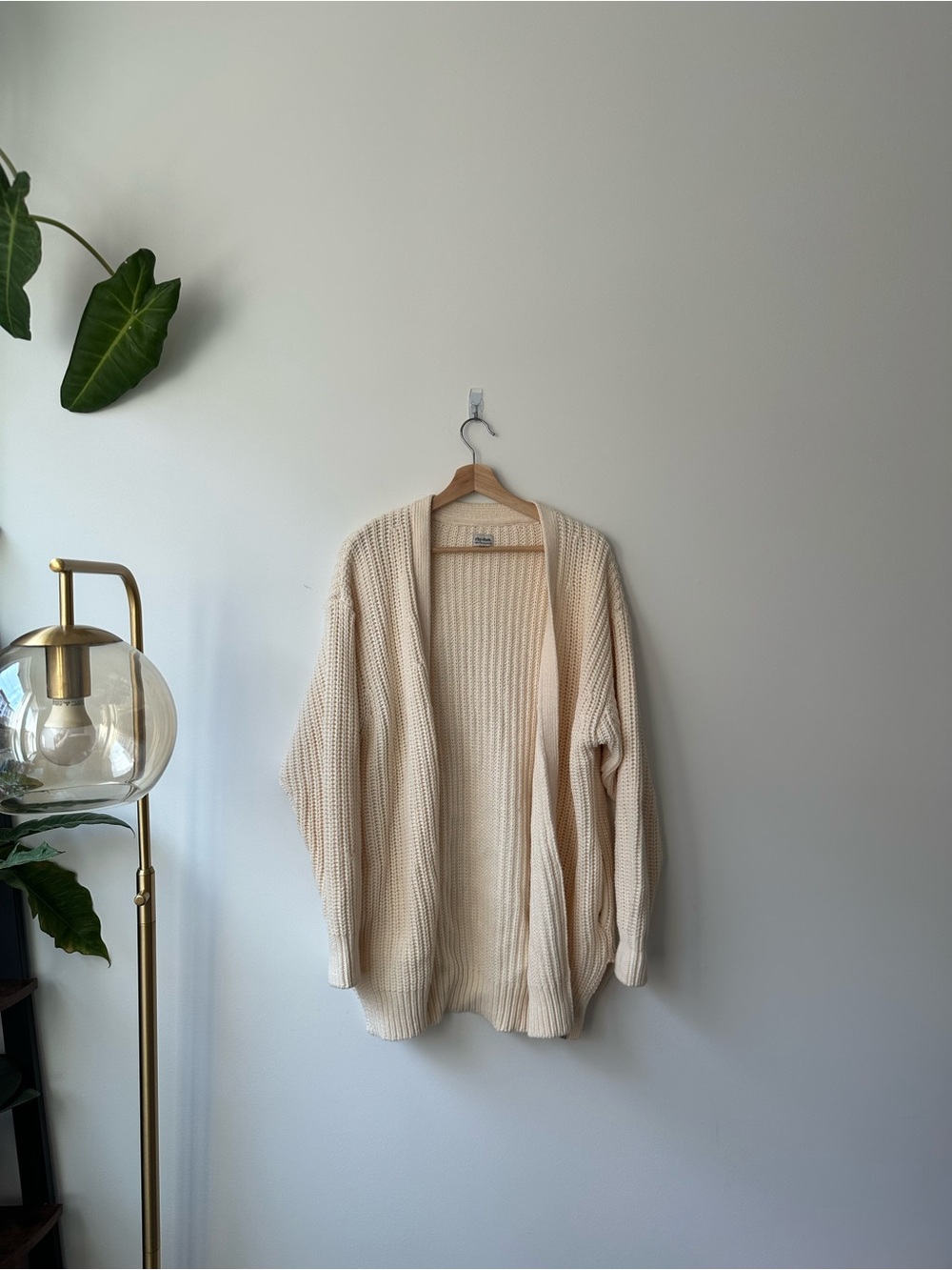 Rhythm Cream Open-Front Chunky Knit Cardigan